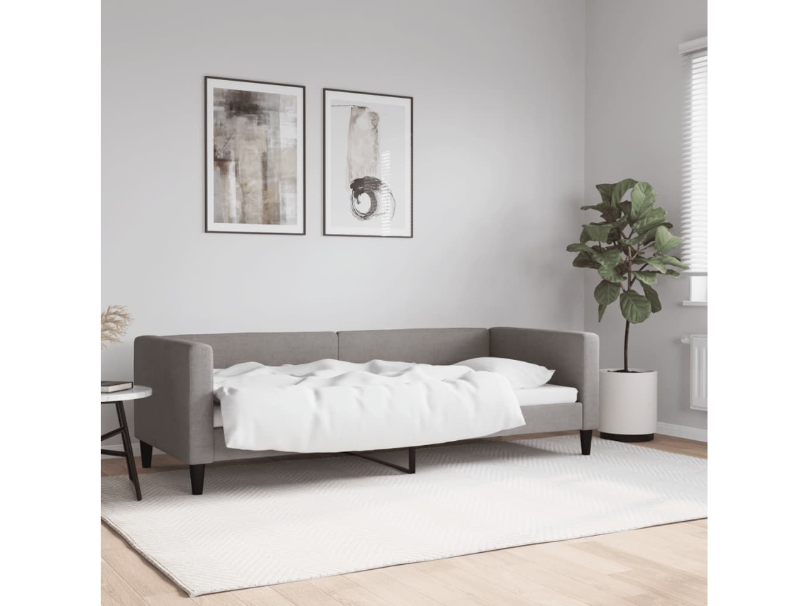 Cama De Solteiro | Camas Para Quarto | Sofá-cama 80x200 Cm Tecido Cinzento-acastanhado