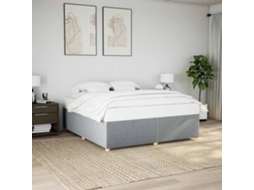 Estrutura De Cama Sem Colchão 200x200 Cm Tecido Cinzento-claro