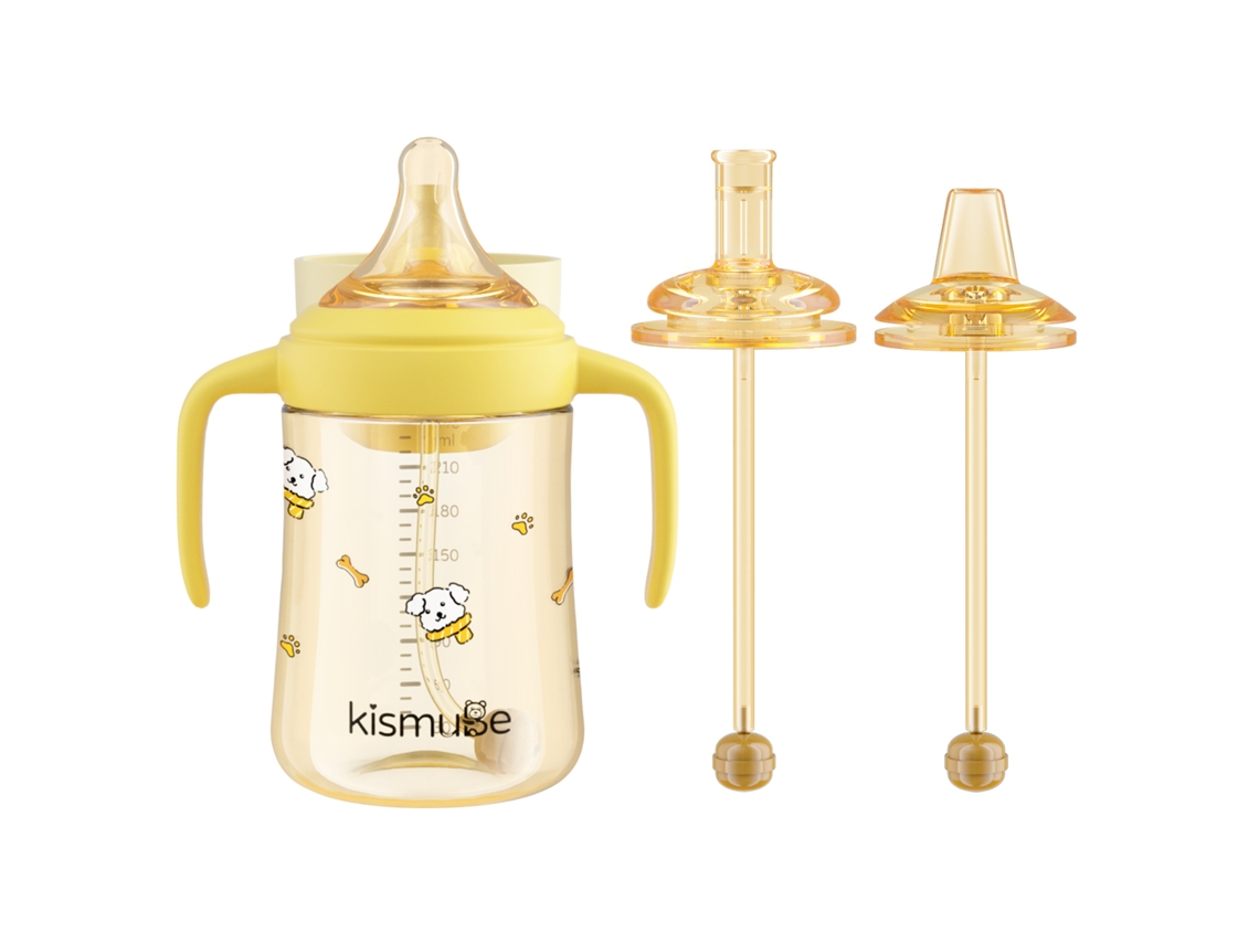 Flip-top Baby Bottle With Integrated Lid And Direct Drinking Cup For Babies Over 6 Months Old With Strawamarelo 3 Em 1 240ml
