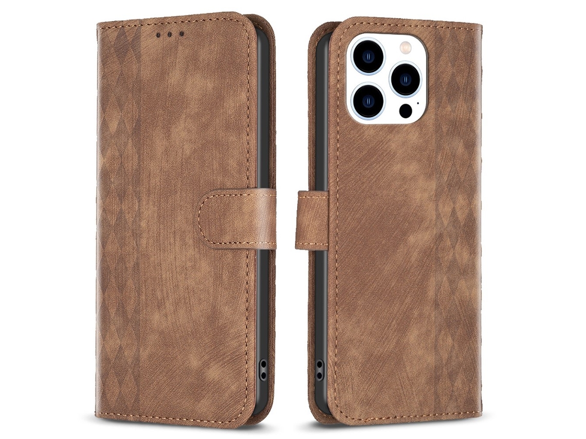 Capa Para Iphone 15 Pro Max Pele Sintética Castanho