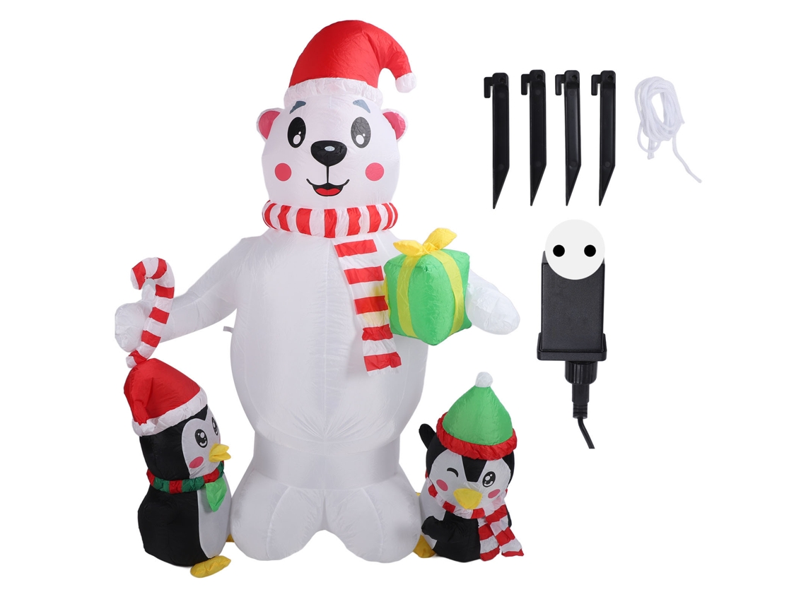 Decoração De Natal Inflável Laxiscreed Com Pinguim, Urso E Luzes Para Jardim