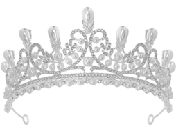 Coroa De Princesa Elegante Em Liga De Zinco Com Pérolas E Strass, Tiara Delicada.