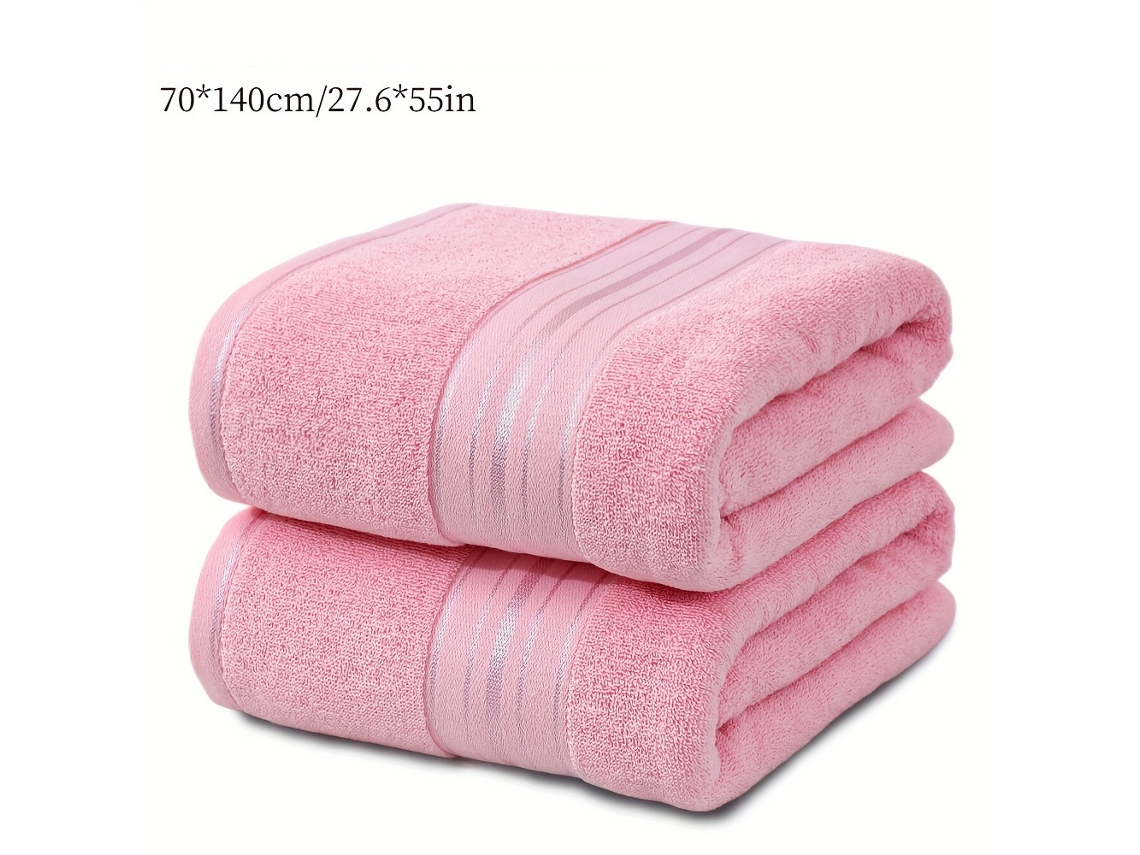 Toalha de Banho Grossa de Algodão, Pacote com 2 Rosa, 68 X 140 Cm AQUAFORGE