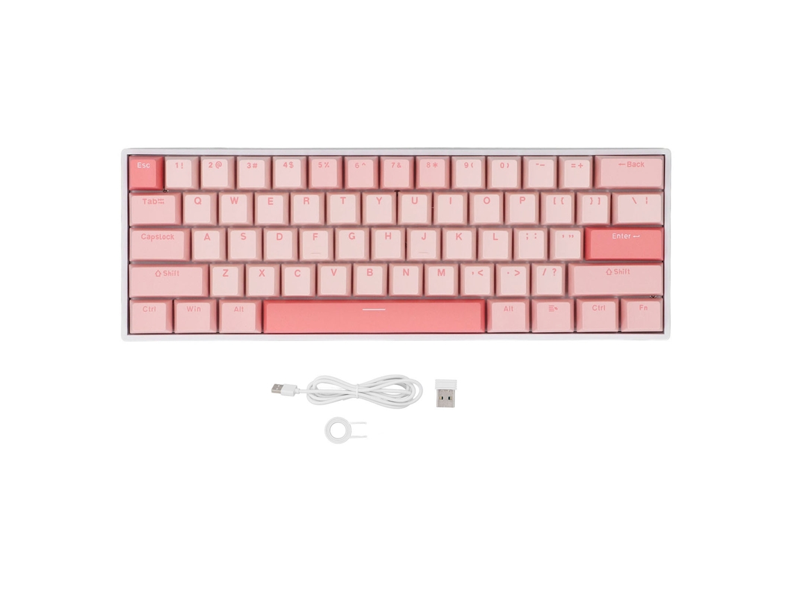 Teclado Mecânico 60% 61 Teclas Sem Fio Bluetooth 5.0 Cabo Usb-c Switch Vermelho Rgb Para Jogos