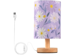 Abajur De Mesa Cabeceira Com Giradores Em Tons Pastel Roxo E Amarelo, Ideal Para Sala Ou Mesa Moderna