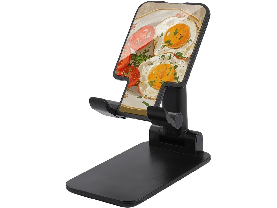 Suporte Dobrável Para Celular Com Base Antiderrapante Estampa De Ovo E Tomate