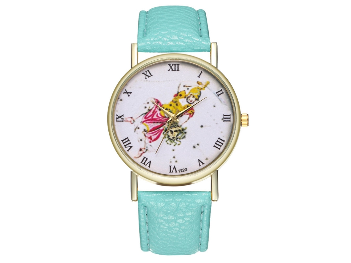 Reloj De Pulsera De Cuero Pu Unisex Con Dial Redondo Ajustable De Cuarzo (verde Menta)