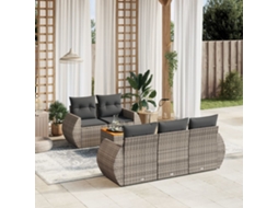 Conjunto de 6 sofás de jardim com almofadas Vime Cinza Dkd Home Decor