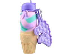 Garrafa de Água Nova Line Unicornio com Portachaves, 500ml, Silicone, Anti Vazamento