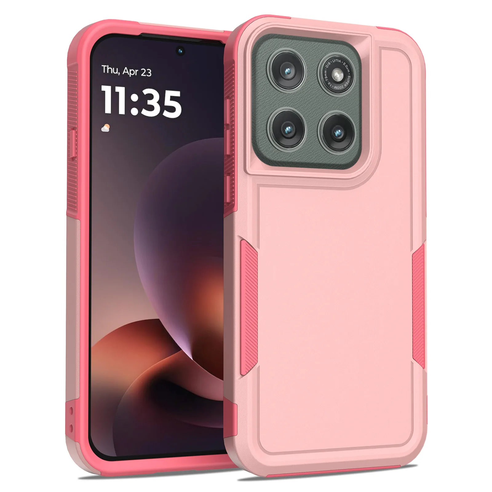 (rosa, Motorola Razr 2024) Capa De Celular 2 Em 1, Resistente E Reforçada, Em Pctpu, Com Proteção Contra Impactos.