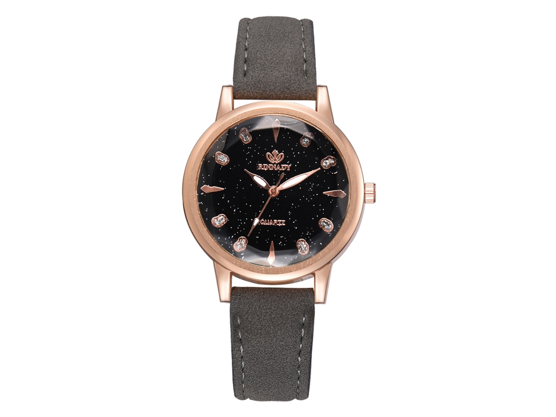 Relógio de Pulso Feminino com Pulseira Pu Estilo Simples Quartzo Cinza