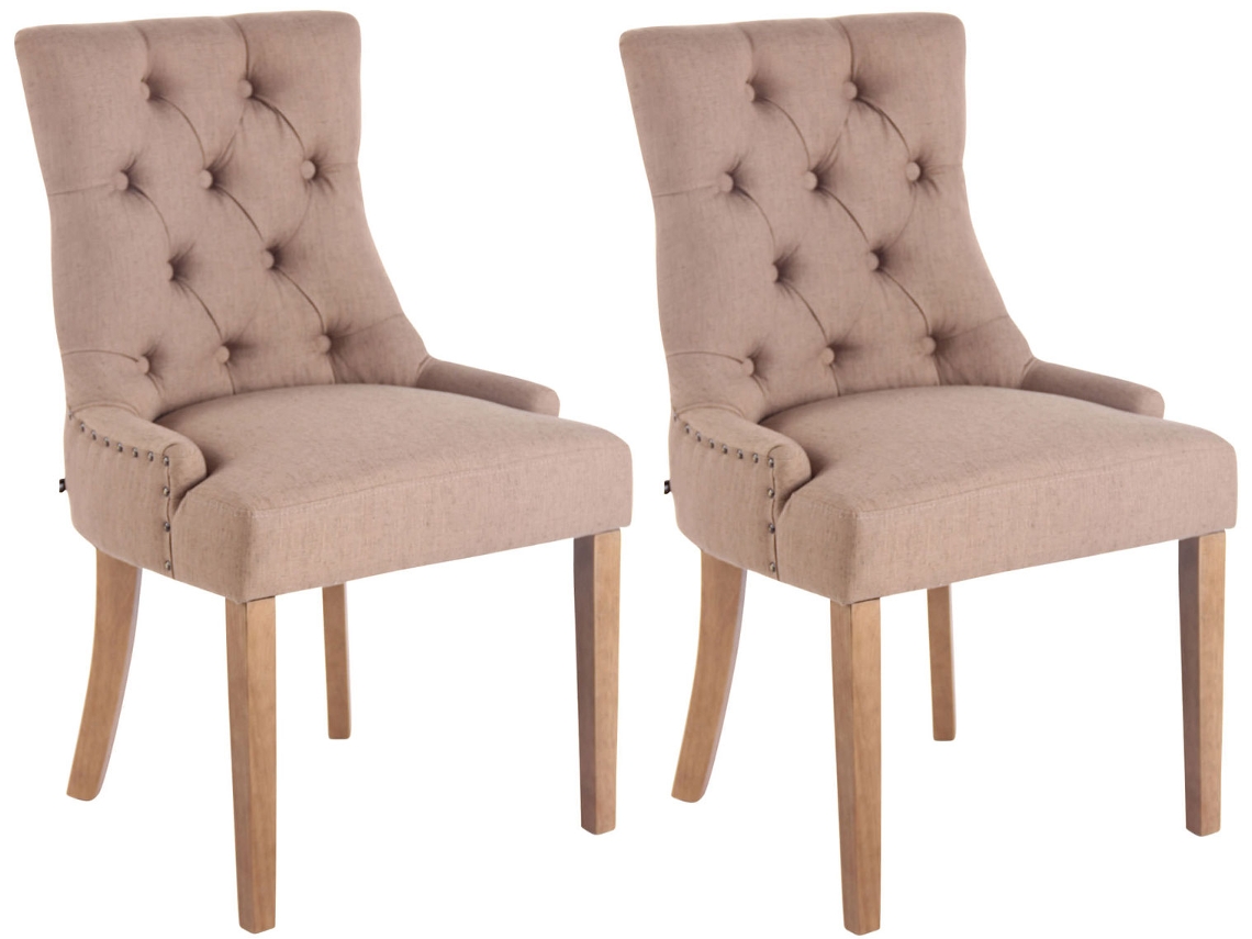 Conjunto de 2 Cadeiras de Jantar em Tecido Aberdeen Taupe/Antigo Claro CLP