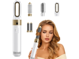 Kit Secador Escova 5 em 1,seca, Enrola e Alisa, com Tecnologia Iónica, 5 Acessórios Platina HEXINYIGJLY