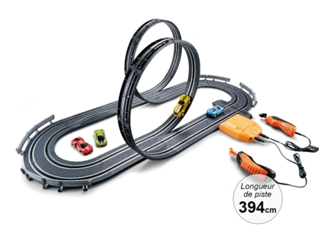 Pista de Corridas Double Looping de 394 Cm Modelo Avançado Preto TECHKIDZ