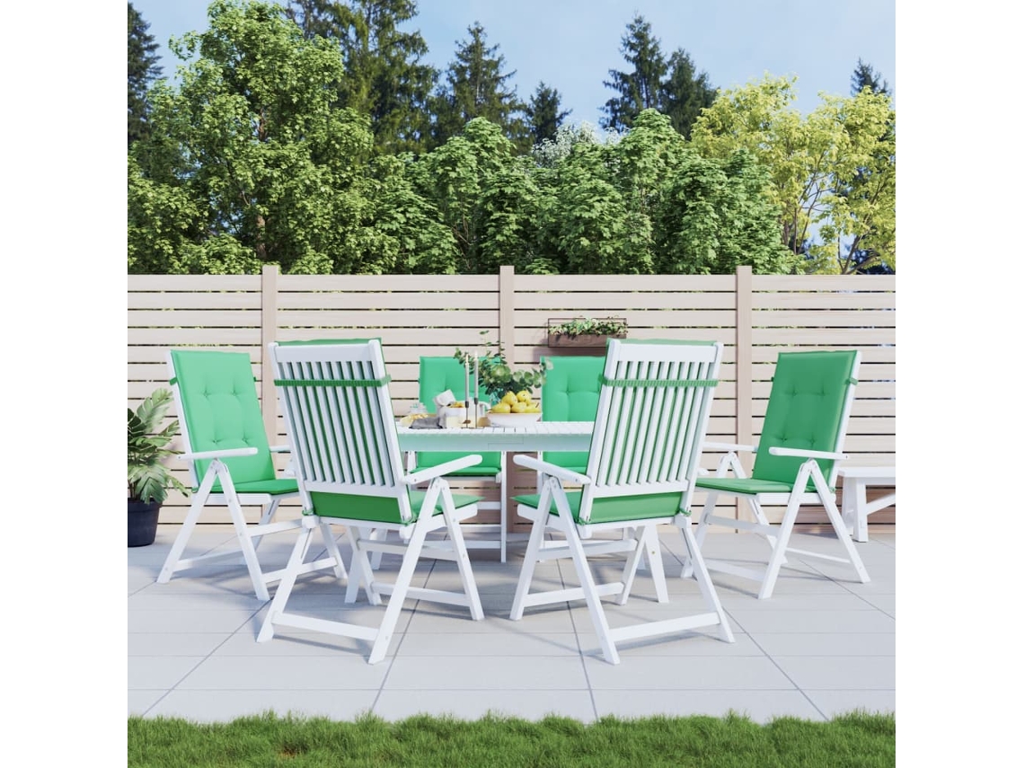 Vidaxl Almofadões Para Cadeiras Altas De Jardim 6 Pcs Tecido Verde