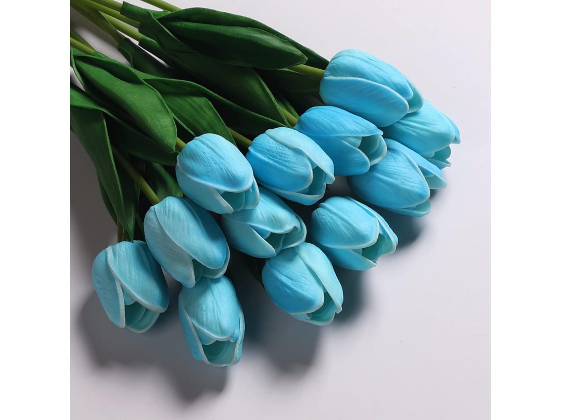 Conjunto de 12 Tulipas Artificiais de Látex, Buquê de Noiva Artificial para Casa e Casamento e Festas, Escritório e Arranjos Florais AQUAFORGE