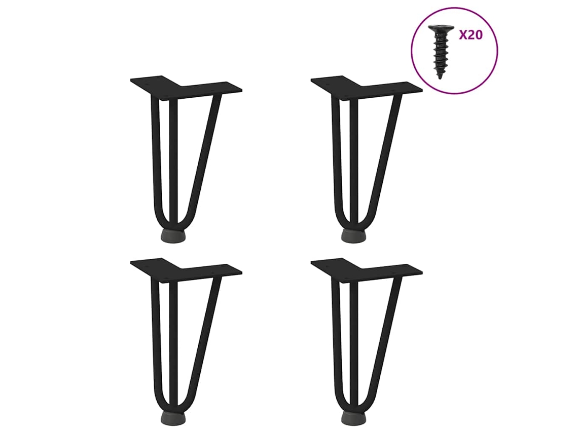 Vidaxl Pernas De Grampo Para Mesa De Centro 4 Peças Pretas 20 Cm Aço Maciço