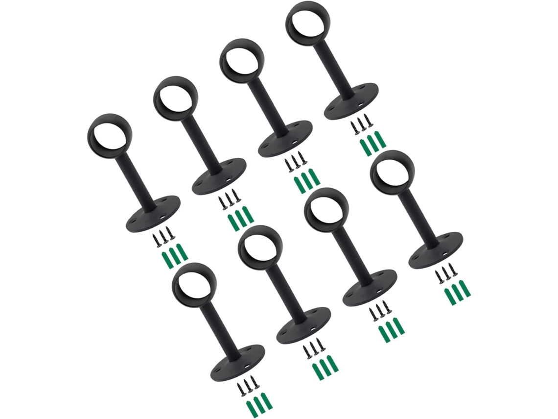 Suportes De Teto Para Varão De Cortina De 25 Mm, 8 Peças, Aço Inoxidável Preto, Resistentes, Para In