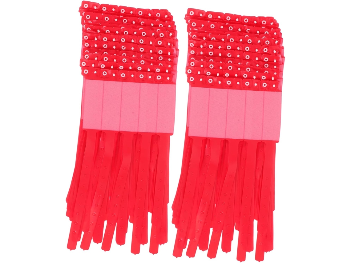 Pacote com 100 pulseiras descartáveis de PVC para identificação médica individual em eventos.