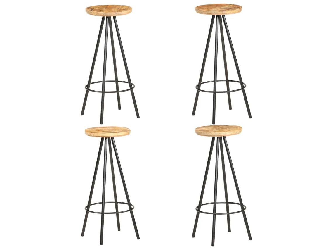Vidaxl Bancos De Bar 4 Pcs Madeira De Mangueira Áspera