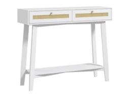 Mesa Consola de Entrada com 2 Gavetas, Vime, Branco 100x30x81cm S/MARCA