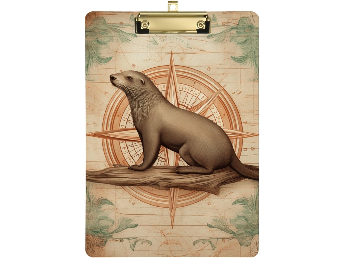 Conjunto De Pranchetas Plástico Com Ilustração Retrô Da Vida Marinha Antiga Furos Padrão