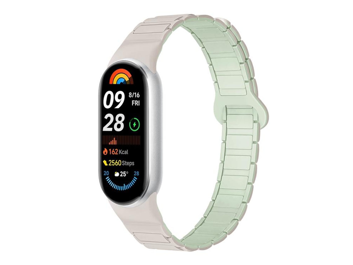 Bracelete para Xiaomi Smart Band 10/9/8 Silicone Magnético com Três Esferas Luz Estrelada, Verde Menta XIAOMOYU