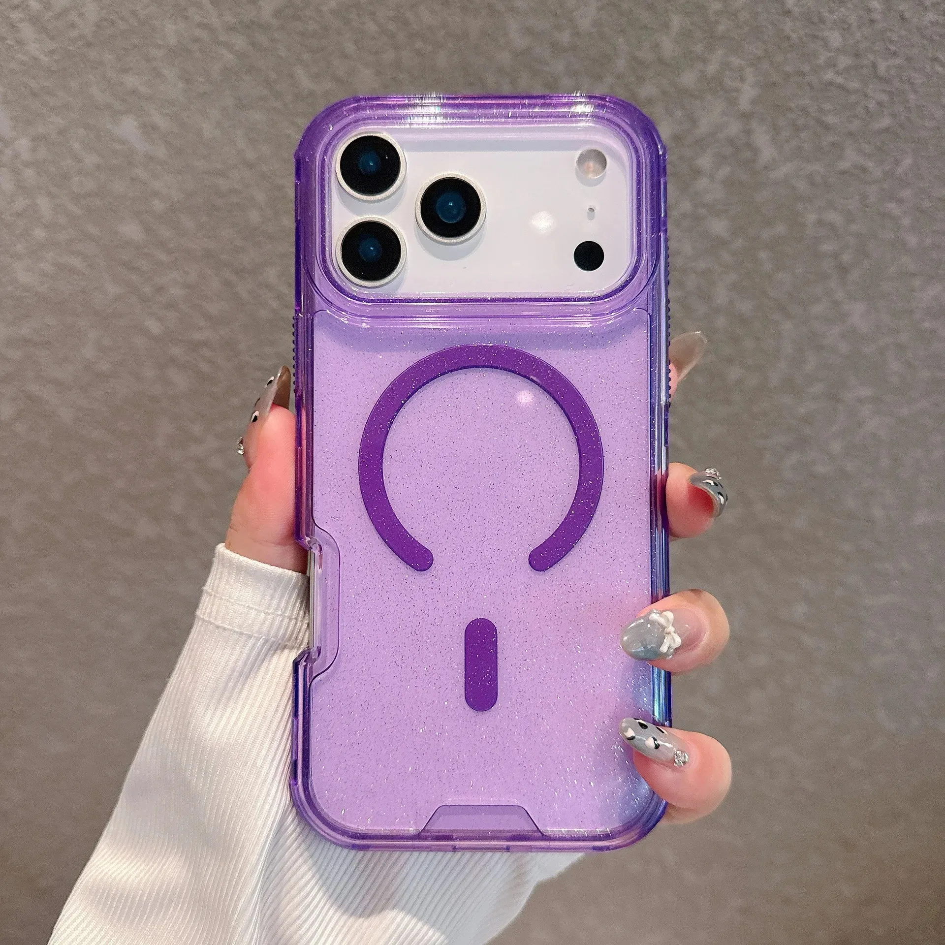 (roxo, Iphone 12) Capa De Celular 3 Em 1 Espessa, Capa Protetora Magnética À Prova De Quedas