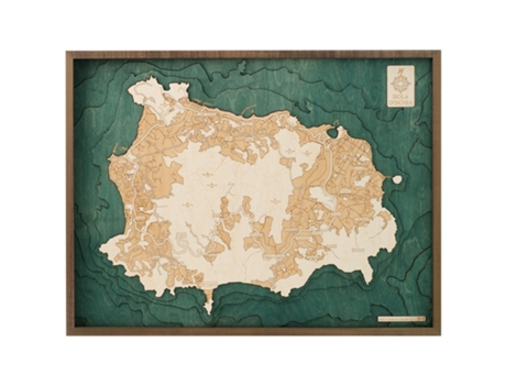 Mapa 3D com Moldura Ischia L Madeira Multicolorido 81X6X61 Cm CUTTING BROTHERS