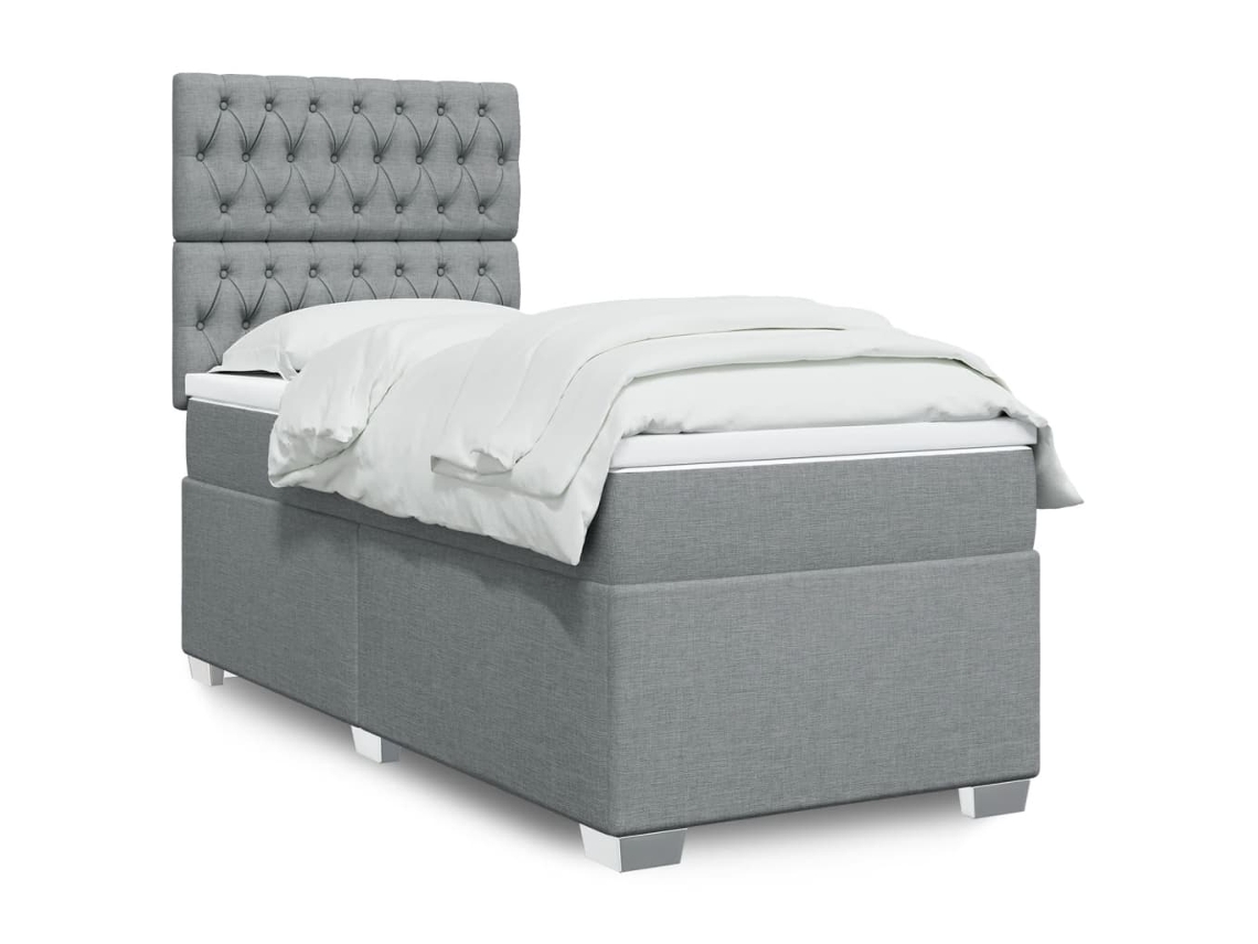 Vidaxl Cama Com Molas/colchão 90x190 Cm Tecido Cinzento-claro