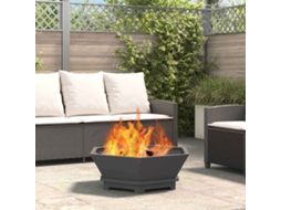 Vidaxl Bowl De Fogo Preto 75 X 75 X 28 Cm Aço Corten