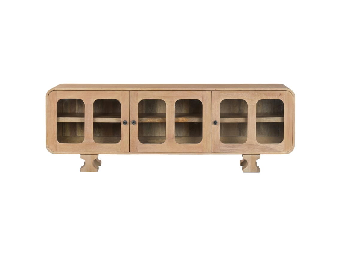 Móvel para TV em Madeira de Mangueira com Vidro Natural, 175x40x60cm ALEXANDRA HOUSE LIVING