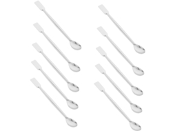 Conjunto De 10 Colheres Medidoras Aço Inoxidável Com Ponta Dupla Garvalon Laboratório, Colheres Microespátulas