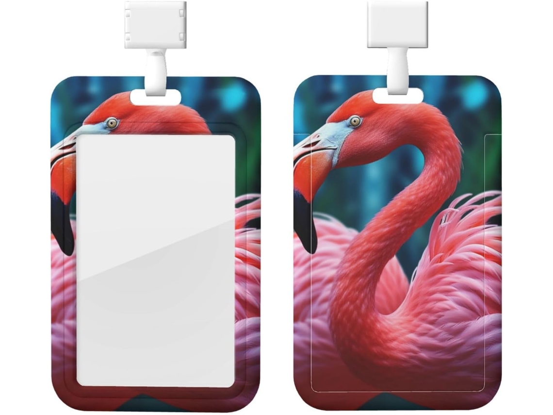 Porta Crachá Flamingo, Protetor De Crachá Vertical Com Cordão, Capa Impermeável De Plástico Trabalho, Escritório E