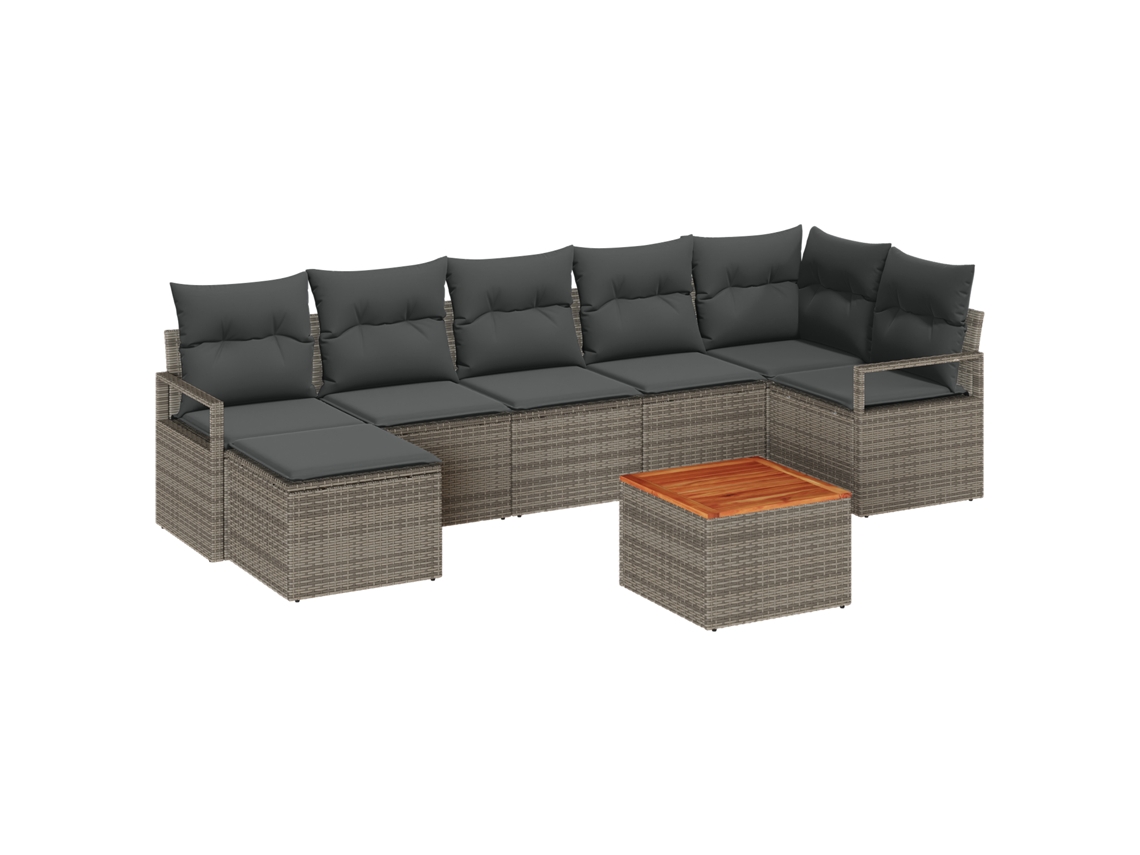 Conjunto 8 Sofá De Jardim Vidaxl Cinzento Vime Pe (287 X 122 X 69 Cm)