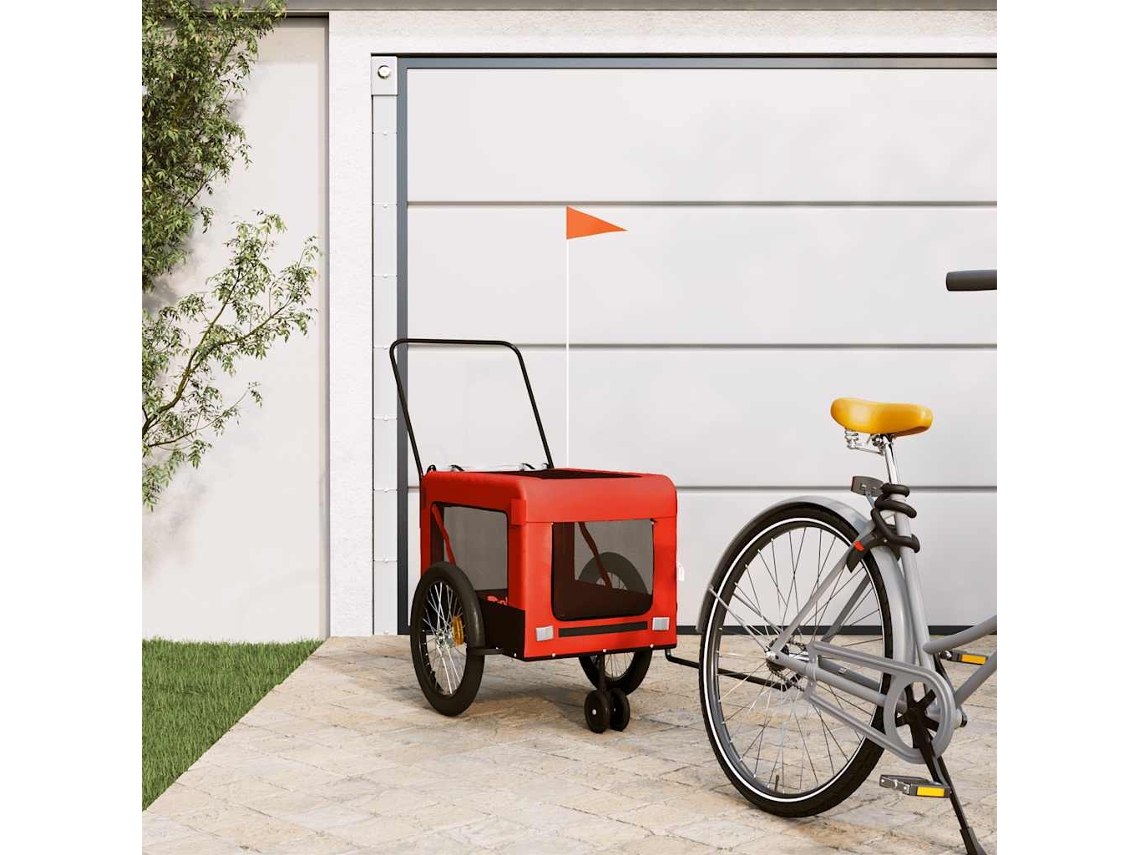 Vidaxl Reboque Bicicleta P/ Animais Tecido Oxford/ferro Laranja/preto