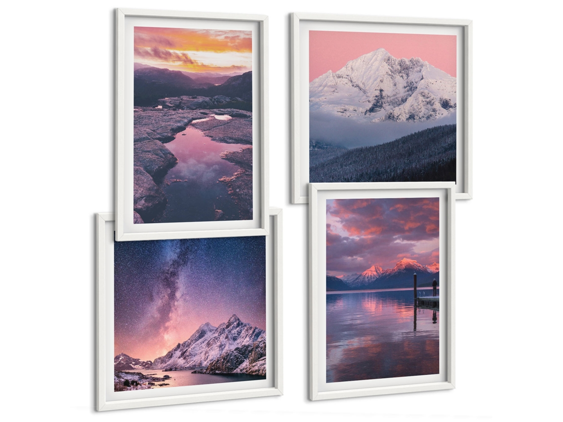Composição De Quadros Rosas Torre Eiffel Romantismo Espelharte (4 Peças)
