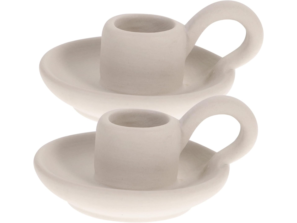 Conjunto De 2 Castiçais De Cerâmica Em Estilo Escandinavo, Decoração De Mesa Elegante E Sofisticada, Gokoco