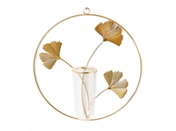 Vaso Criativo de Parede para Plantas com Suporte Metal em Formato Folha Ginkgo, Ideal para Vasos Hidropônicos em Tubos de Ensaio Vidro BRILVIBERA