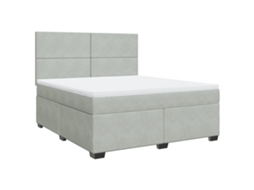 Cama com Molas e Colchão Veludo Cinzento Claro MAISON EXCLUSIVE (180x200 cm)