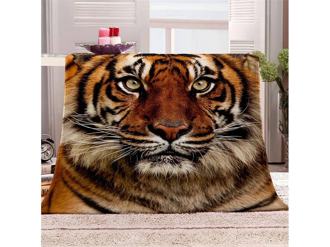 Manta de Flanela Fansu Estampa Tigre 3d Colcha Microfibra Macia e Fofa para o Inverno Ideal Cama Ou Sofá Adequ