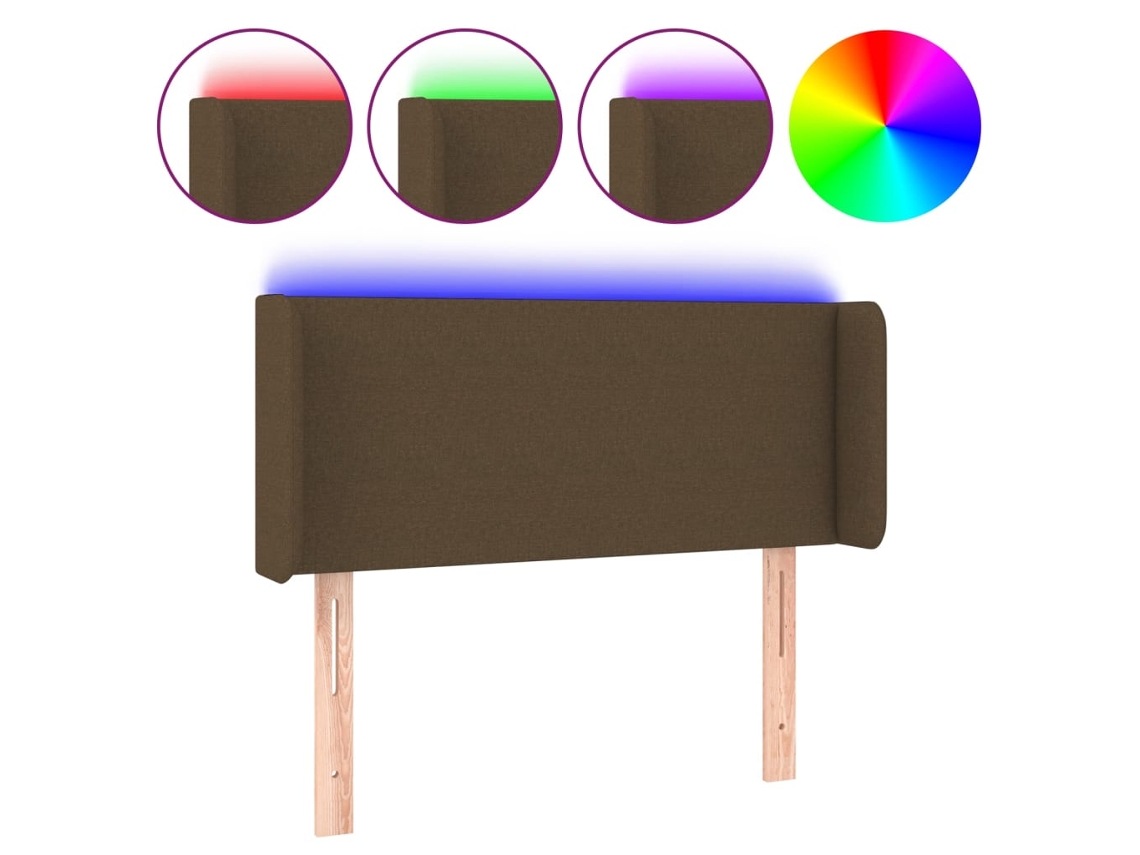 Cabeceira de cama com luzes LED em tecido Castanho MAISON EXCLUSIVE (83x16x78 cm)