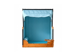 Relaxdays Cesto Para Cães Em Pe-rattan C/ Tigela Inox E Toldo, 95x75x65 Cm, Jardim/terraço, Azul Claro