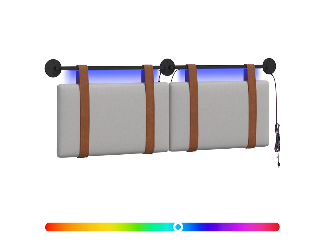Conjunto 1 Cabeceira Suspensa Vidaxl Cinzento Couro Sintético (150 X 55 X 5 Cm)