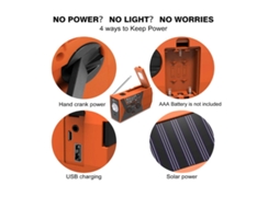 Rádio de Emergência com Células Solares, Bateria de 1200mah e Gerador de Energia AQUAFORGE