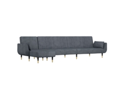Sofá-cama em forma de l VIDAXL Cinzeto Veludo (275x140x70 cm)