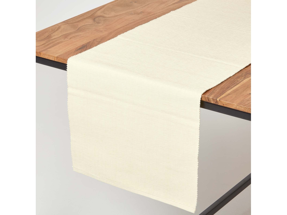 Homescapes Cotton Plain Cream Table Runner