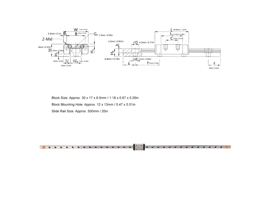 Guia Linear De Movimento Com Bloco De Deslize 3d