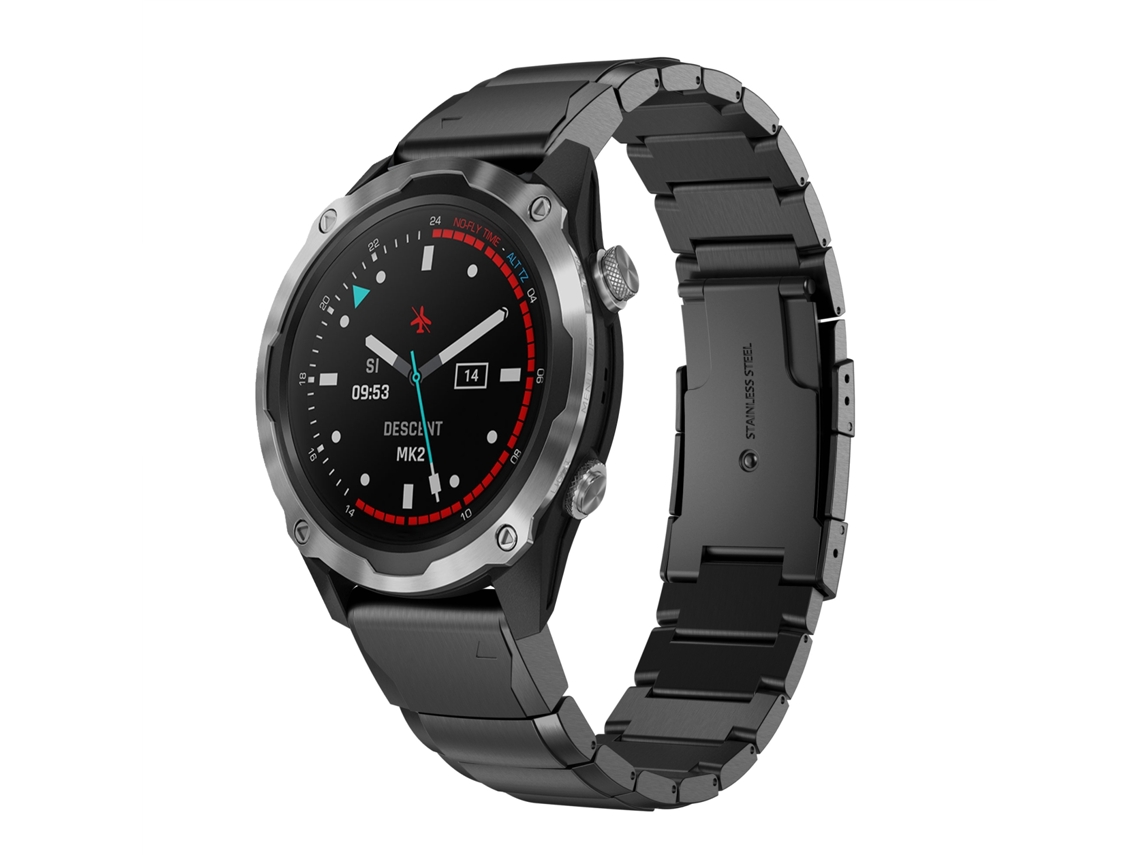 Bracelete de Smartwatch para Garmin Descent MK 2 26mm de aço inoxidável com concha de tartaruga (preta)
