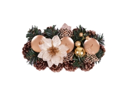 Porta velas de Natal com Poinsétia Centro de Mesa Decorativo Natalino | S/MARCA